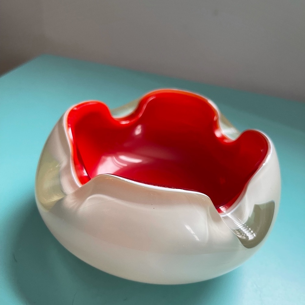 Vintage, chunky, blown glass ash tray